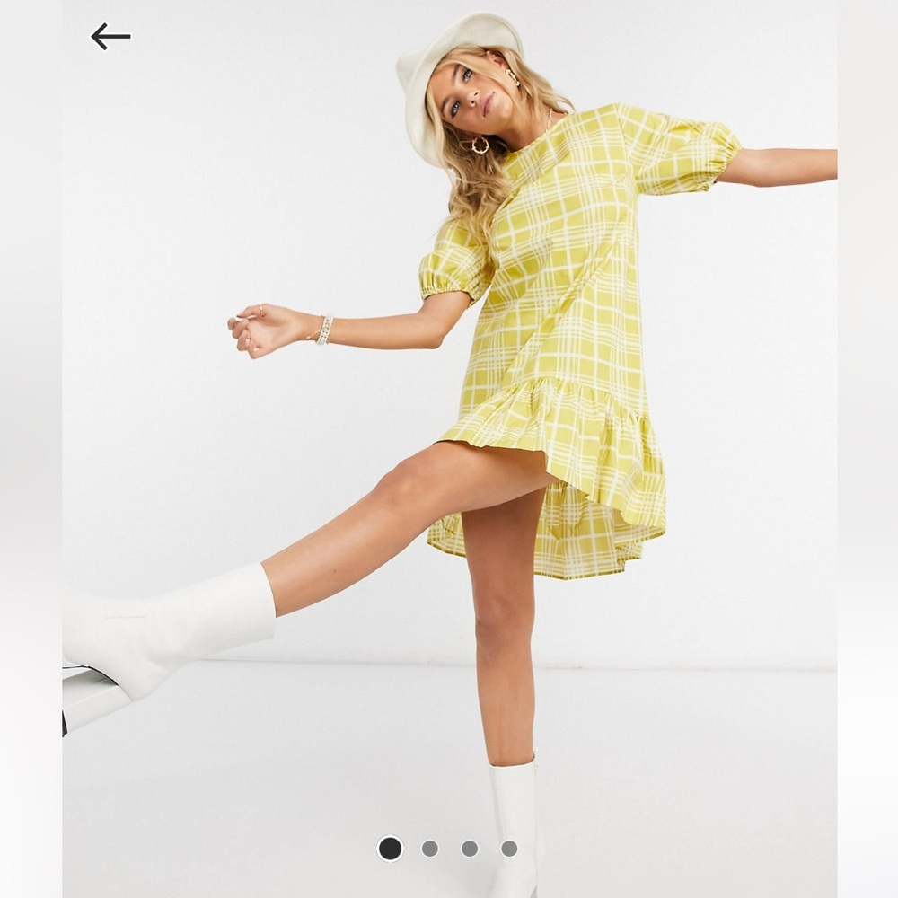 NWT ⭐️ Topshop mini dress in yellow check with open back detail